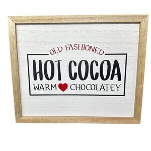 Rustic Hot Cocoa Sign Warm Chocolate Wood Wall Decor 11x9 Kitchen Holiday Winter